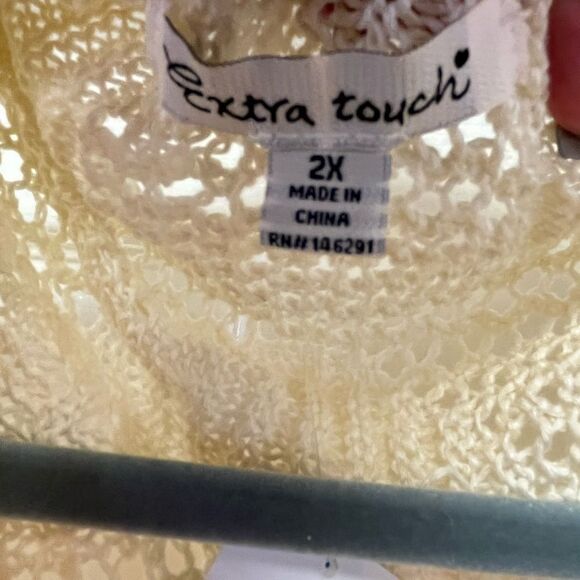 Extra Touch Cream Open Knit Open Front Acrylic Cardigan Sweater sz 2X NWT - Picture 4 of 5